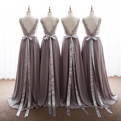 Elegant Chiffon Appliques Bridesmaid Dress Long..