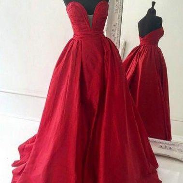2016 Simple Red Prom Dress Satin Lo..