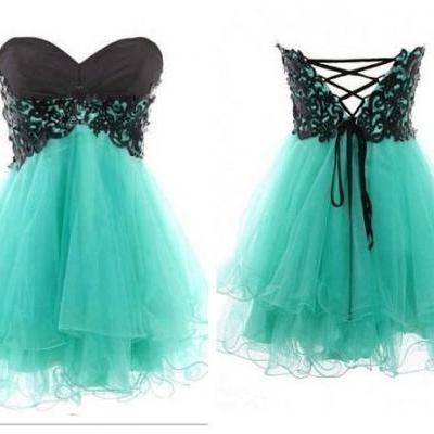 Mint Prom Dresses Lace Ball Gown Sweetheart Short Prom Dress/Cody Butterfly Dress, Homecoming Dresses Party Dresses