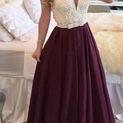 Burgundy Prom Dress , Long Plus Size Prom Dress, With Pearls Burgundy Evening Gowns, Burgundy Prom Gowns, Burgundy Woman Dress