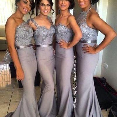 Gray Bridesmaid Dress, Gorgeous Bridesmaid Dress, Mermaid Bridesmaid Dress, Mis-matched Bridesmaid Dress, Inexpensive Bridesmaid Dress