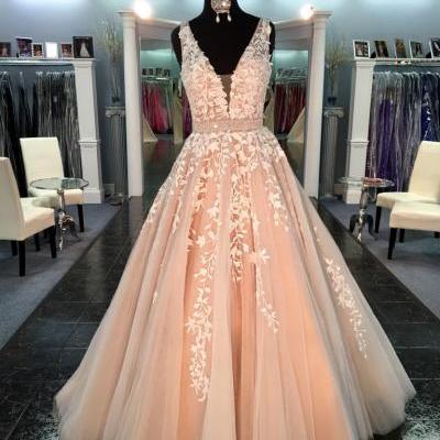 Fashion Wedding Dress, Prom Dresses, Champagne Prom Dress, Tulle and Lace Prom Dress, Formal Party Dress, Evening Gown For Wedding Party