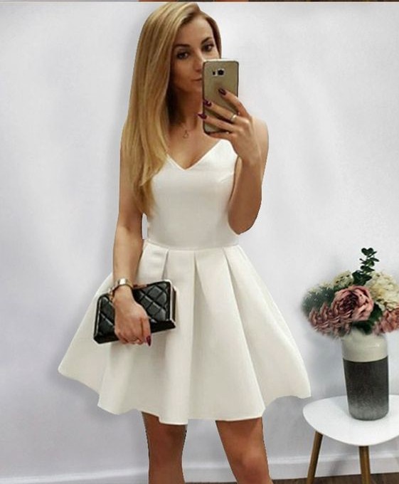 cute white dresses short