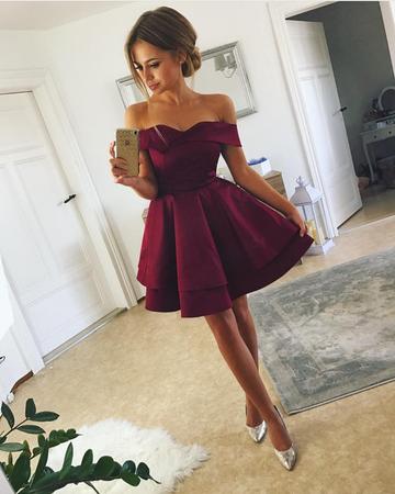burgundy short prom dresses