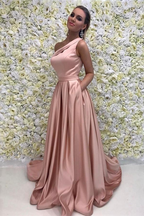 Pink Prom Dresses,A-line Prom Dresses,One Shoulder Prom Dresses,Long Prom Dresses,Evening Dresses,Party Dresses