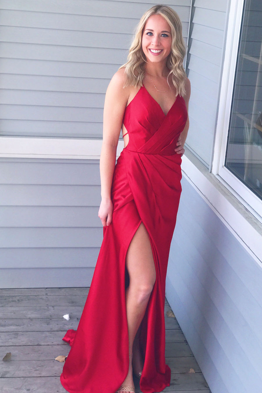 Red Dresses with Slit
