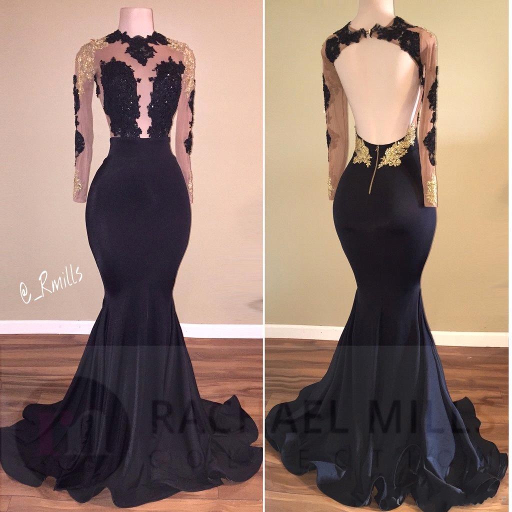 black and gold prom dresses 2018