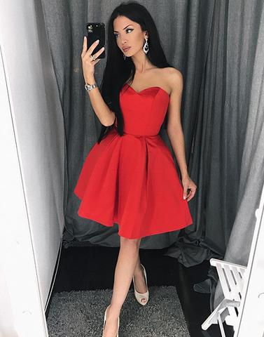 casual short red dress