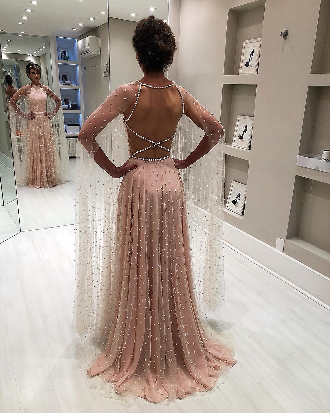 evening gown with cape