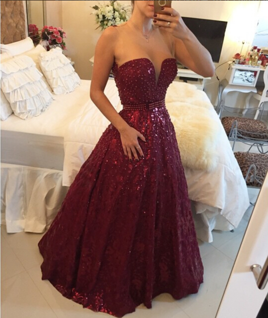 2015 Beading Lace Prom Dresses,sweetheart Floor-length Evening Dresses ...