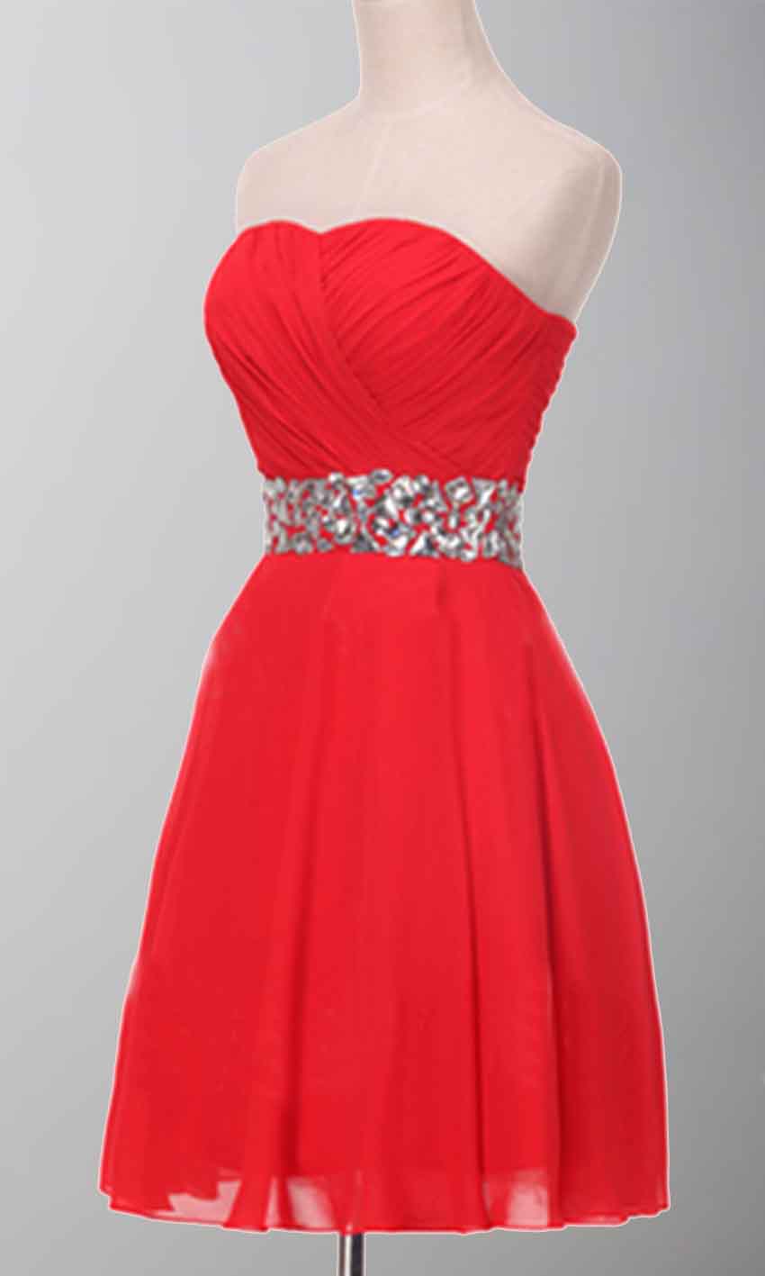 red diamante prom dress