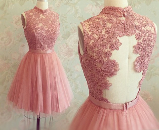 rose pink lace dress