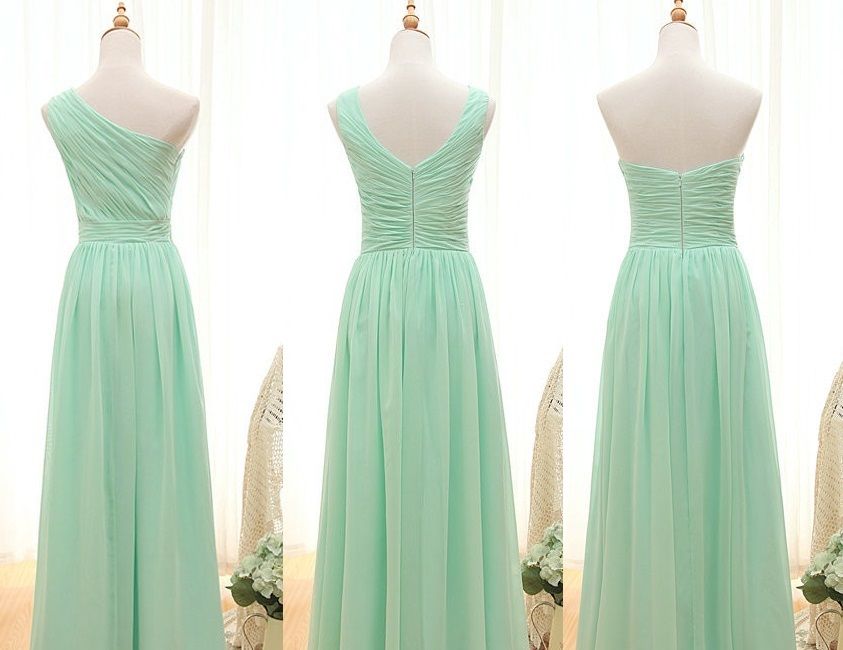 Elegant Cheap Long Mint Green Bridesmaid Dresses 2016 Wedding Party ...