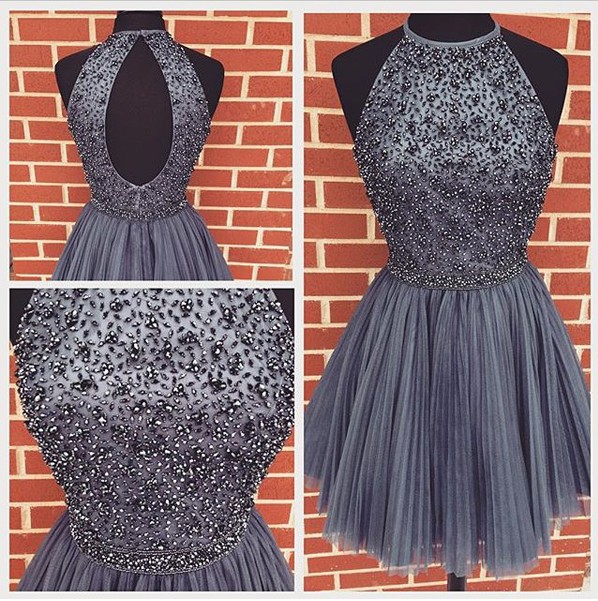 high neck semi formal dresses
