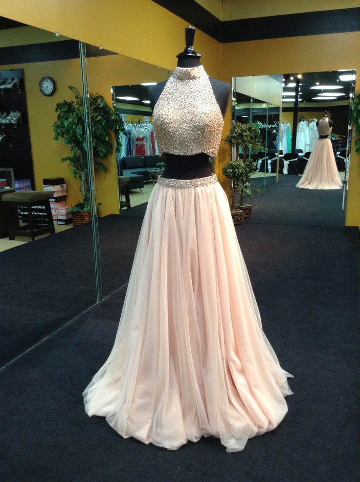 Custom Made 2 Pieces Pink Long Prom Dresses, Long Party Dresses on Luulla