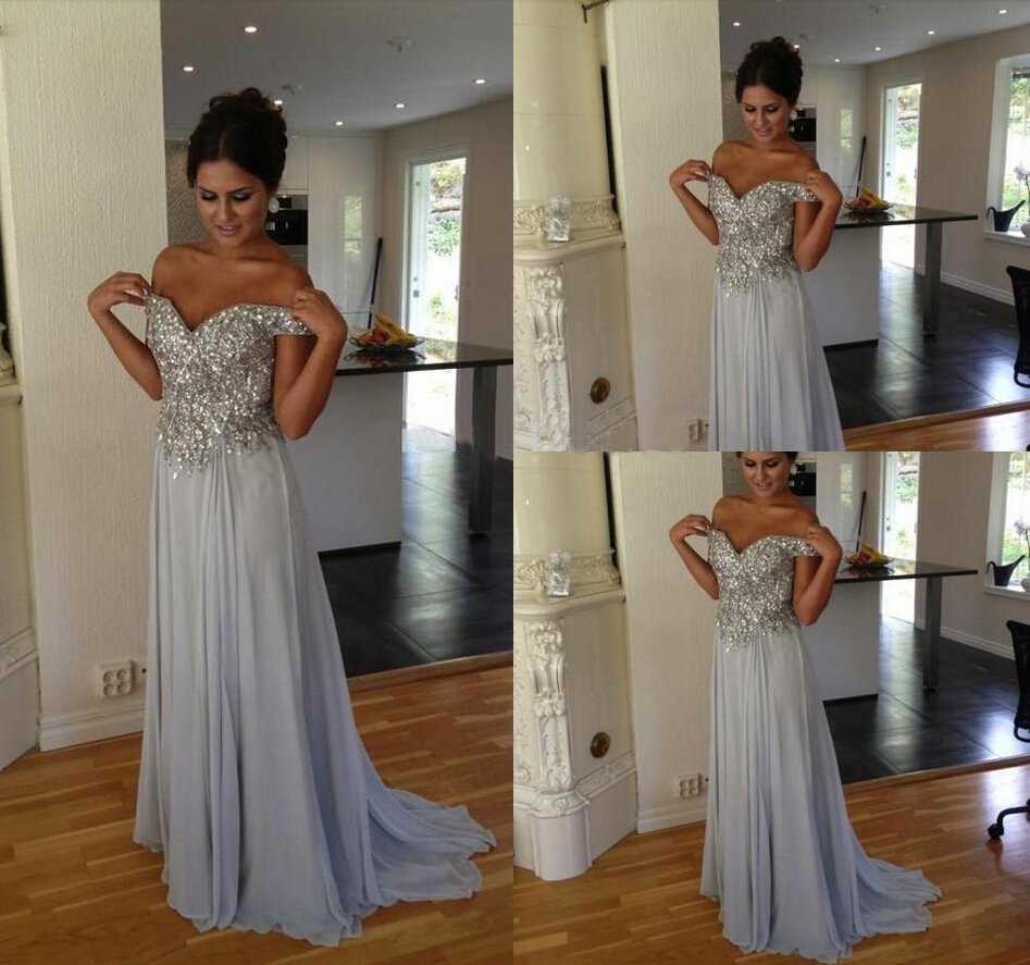 grey and white formal dress