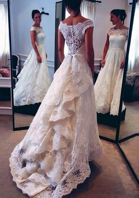 Vintage Lace Wedding Dresses with Red
