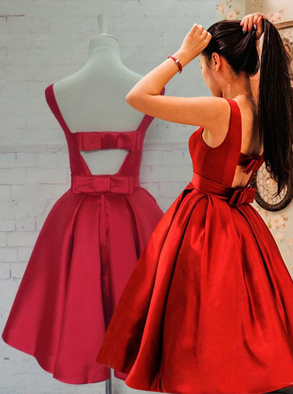 Gorgeous A Line Scoop Short Red Homecoming Dress With Ribbon Short Prom Dress Red Homecoming Dress On Luulla