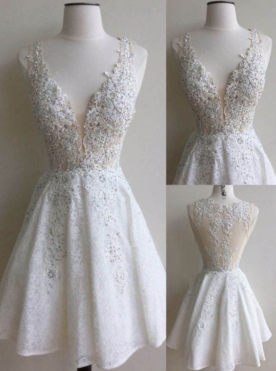 short prom dress white