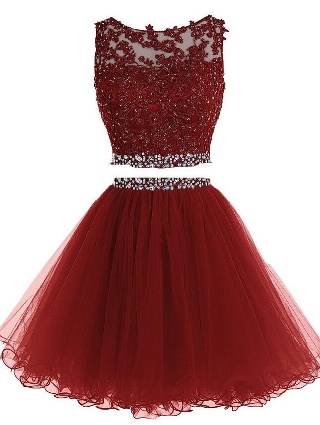 red two piece hoco dress