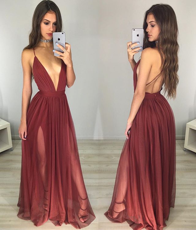 Red Prom Dress,Sexy V-neck Backless Long Prom Dresses,Simple Evening Dress 2020, Sexy Deep V Neck Prom Dress, Backless Long Sheath Party Dresses