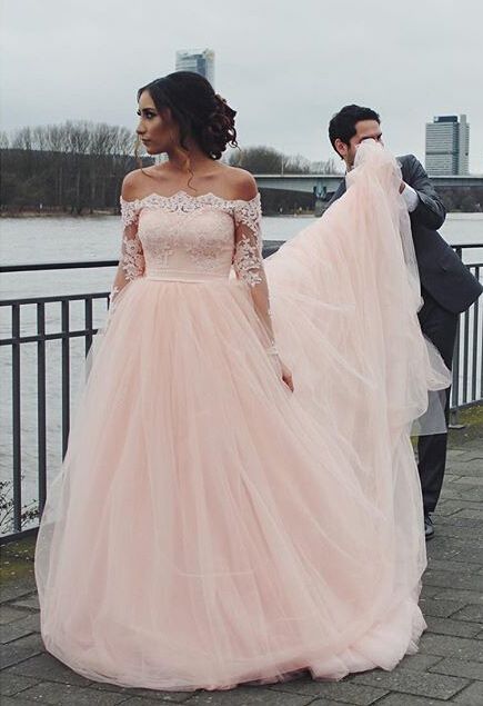 Blush Pink Tulle Wedding Dress 7