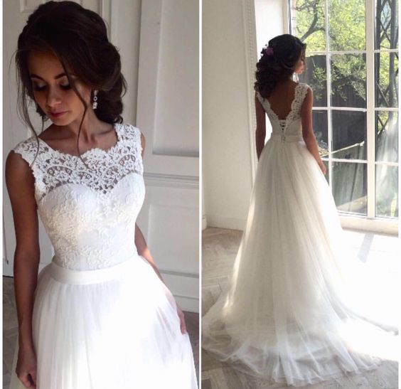 Illusion Neckline Wedding Dress Lace And Tulle Illusion Neckline Wedding Dress Lace And Tulle Future Delicate V Back Gown Bridal Formal