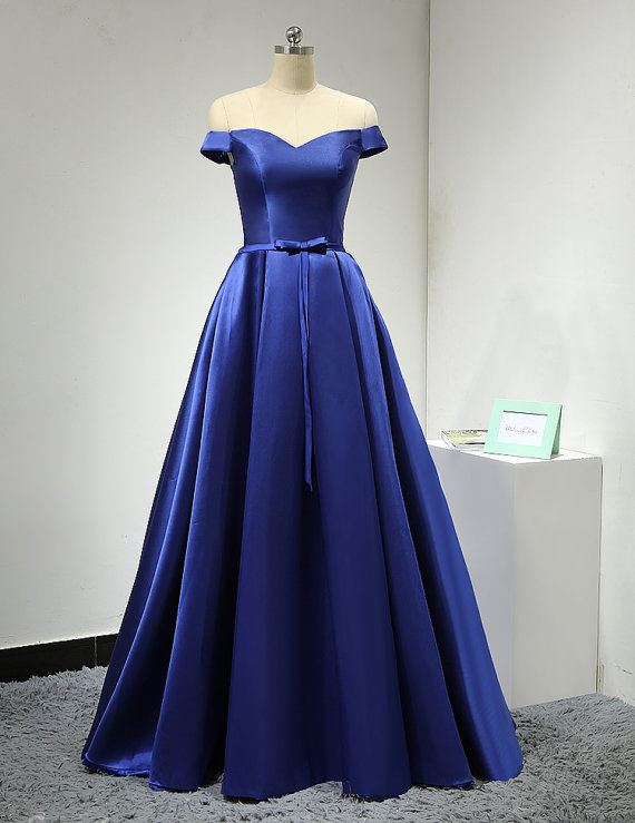 royal blue off the shoulder homecoming dress