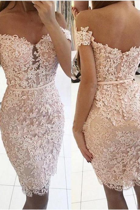 Lace Homecoming Dresses, Sexy Short Sheath Off-the-Shoulder Homecoming Dress 2017, Sexy Lace Evening Dress, Short Prom Dress, Lace Prom dress, Woman Dresses