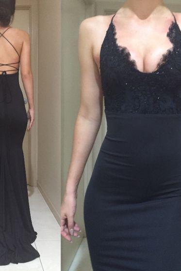 Sexy Black Lace Mermaid Prom Dresses, Black Prom Gowns, Backless Evening Dress, Woman Party Dress, Prom Dresses For Teens