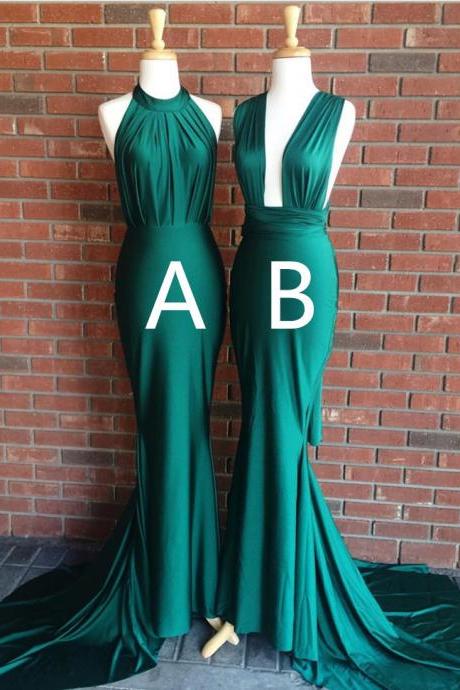 Backless Prom Dresses, High Neck Prom Dress, V Neck Prom Gown, Sexy Mermaid Evening Dress, Sleeveless Evening Gown, Long Prom Dresses