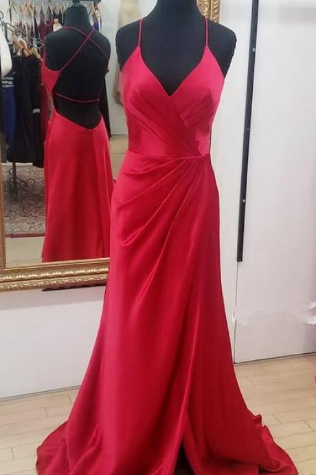 Gorgeous Strapless A-line Red Long Prom Dress Formal Dress