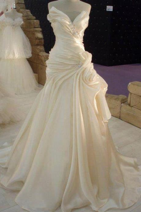 Fashion bridal dress Noble Prom Dress,Beaded Prom Dress,Maxi Prom Dress,Ivory Bridal Dress,Sexy Party Dress, New Style Evening Dress