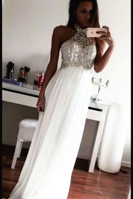  New Design Beading Prom Dresses, The Charming White Evening Dresses, Prom Dresses, Real Made Prom Dresses On Sale