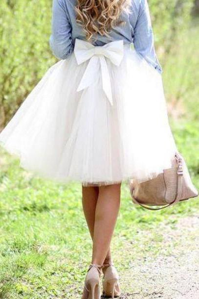 Fashion Skirt,Tulle Skirt,Charming Women Skirt,Skirt with Bow,Spring Skirt