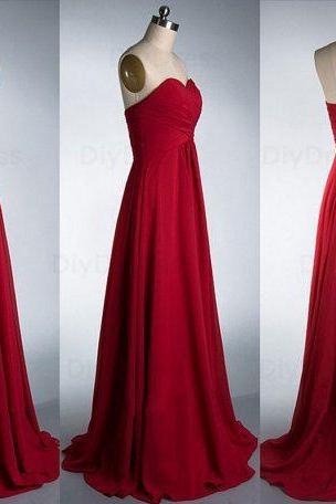 Custom Made Elegant A Line Floor Length Burgundy Chiffon Bridesmaid Dresses,Sweetheart Dark Red Long Bridesmaid Dress,Cheap Graduation Dress Evening Burgundy Prom Dress