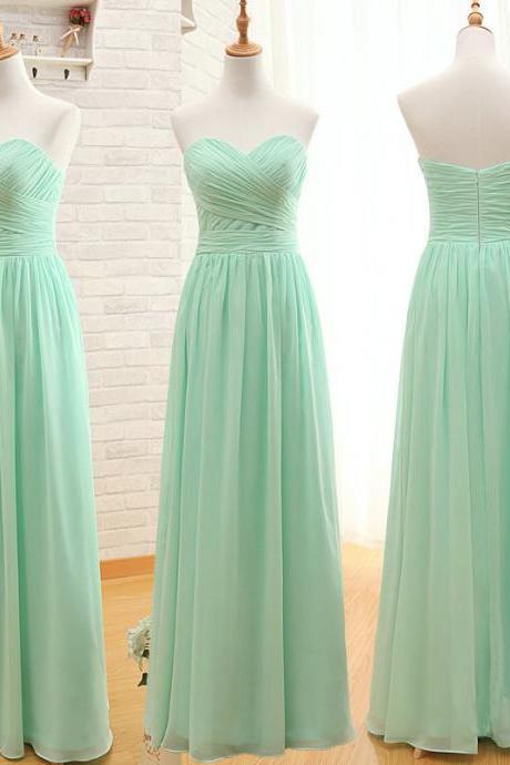 Mint Green Strapless Prom Dress, Bridesmaid Dress
