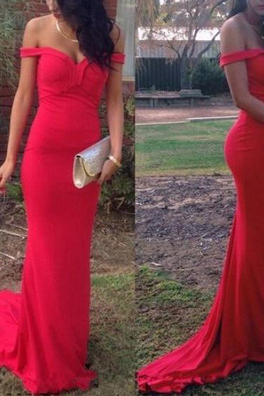Charming Off Shoulder Red Sweetheart Long Prom Dress 2016, Prom Gowns, Evening Dresses, Red Prom Dress