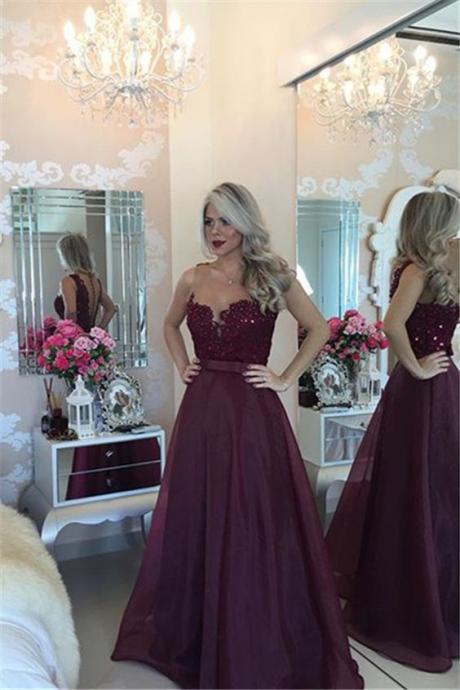 Charming Burgundy Prom Dresses, Prom Dresses Long, Open Back Evening Dresses, Long Burgundy Evening Gowns