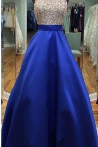 Luxurious Beading Prom Dress, 2016 Long Prom Dresses, Royal Blue Prom Dresses, Beaded Prom Dresses, 2016 Prom Dress, A-line Prom Dress