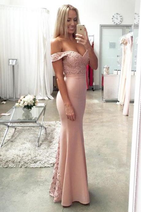 Charming Off the Shoulder Prom Dress, Mermaid Prom Dress, Sexy Sweetheart Prom Gowns, Elegant Formal Dresses, Pink Evening Dresses, Prom Dresses 2016