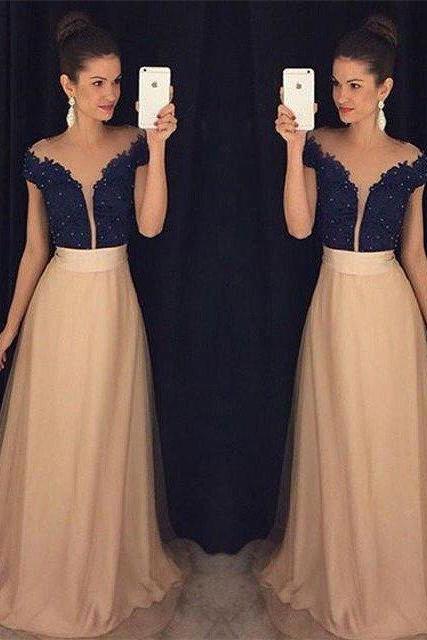 Fashion Prom Dress, Evening Dresses, Long Party Dresses, Black Lace Prom Dress, Champagne Prom Dress, Formal Dresses, Long Prom Dresses 2016