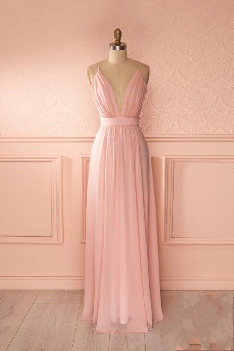 Unique Simple Prom Dress for Teens, Backless Prom Dress, Formal Dress, Wedding Guest Dress, Long Prom Dress, Pink Prom Dress, Cheap Prom Dress