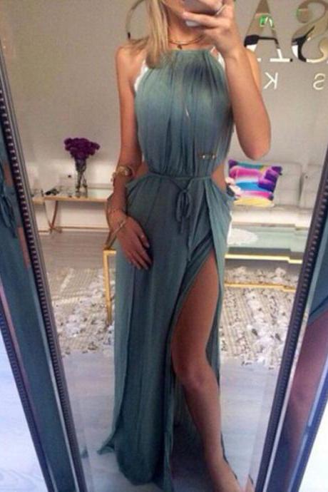 Sexy Prom Dress,Halter Prom Dress,Chiffon Prom Dress,Beach Evening Dress
