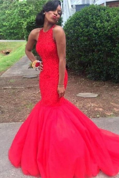 Vintage Mermaid Prom Dresses, Sexy Long Prom Dress, Red Prom Gown 2016, Keyhole Back Women Evening Gowns, Formal Party Dresses, Senior Prom Dress