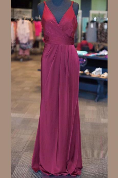 Simple Prom Dress, V-neck Sleeveless Prom Gown, Long Prom Dresses, Charming Formal Dresses, Woman Dresses, Floor-Length Open Back Lilac Prom Evening Dress with Pleats