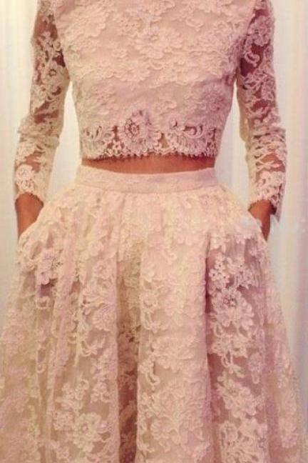 Charming Two Pieces Lace Prom Dress, Sexy Prom Dress,Charming Prom Dress, Long Prom Dress,Prom Dresses 2017, Elegant Prom Dress, Prom Dress