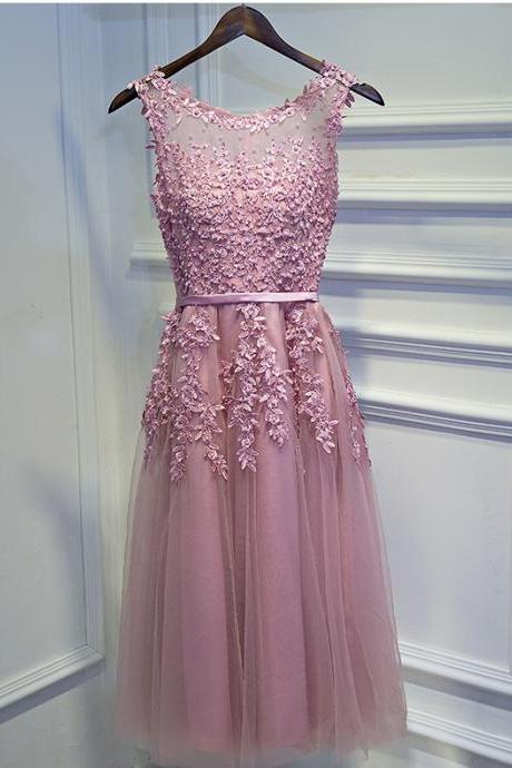 Cute A-line Purple Lace Short Prom Dress, Cheap Bridesmaid Dresses, Tulle Prom Dress, Short Evening Dress, Homecoming Dresses