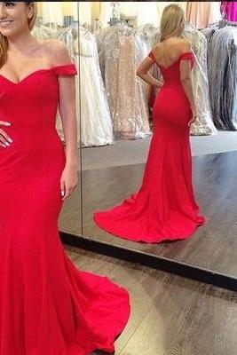 Off Shoulder Red Mermaid Prom Dresses,Sexy Prom Dress,Long Evening Dress,Formal Party Dress, Woman Prom Dress for Weddings and Evening Events