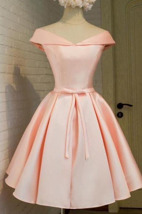 1950s Vintage Hepburn Prom Dress, 2017 Lace Up Homecoming Dresses,Blush Homecoming Dresses,Elegant Homecoming Dresses,Satin Homecoming Dresses,Cheap Pink Homecoming Dresses, Short Prom Dress